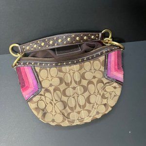 Coach K05Q-6424 Jacquered Leather Hobo Shoulder Bag